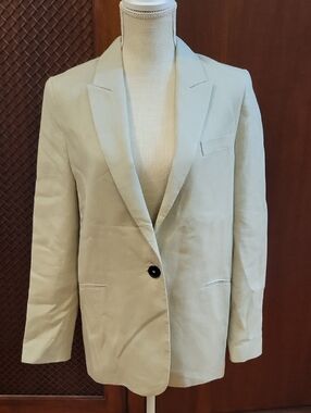 Zara | Cream 100% Linen Lightweight Blazer Women's Size XS Business Casual